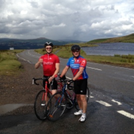 Mountainous training ride for Dave and his son, Sam. At the top of the Blorenge.